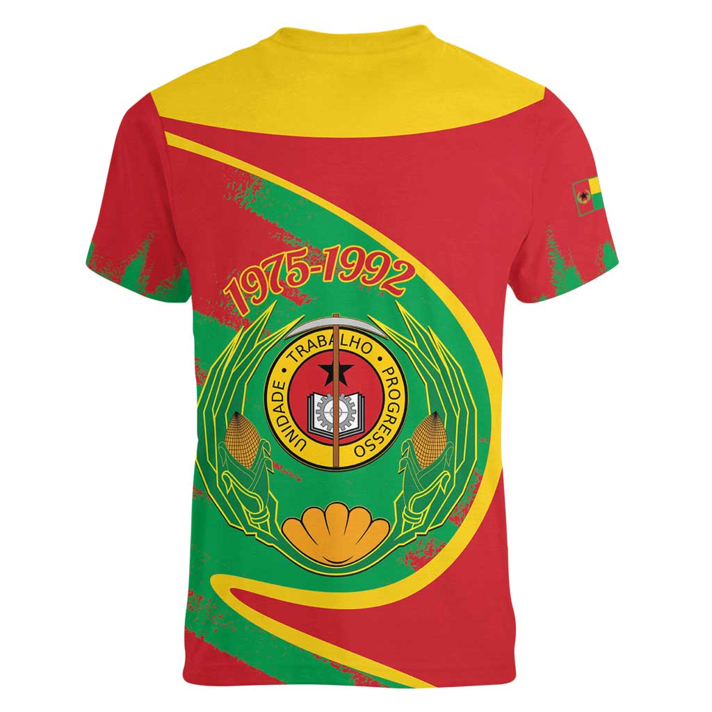 Cape Verde 1975-1992 Women V-Neck T-Shirt Coat Of Arms Grunge Style