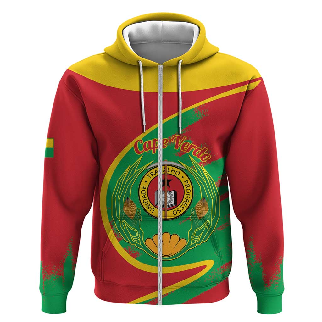 Cape Verde 1975-1992 Zip Hoodie Coat Of Arms Grunge Style