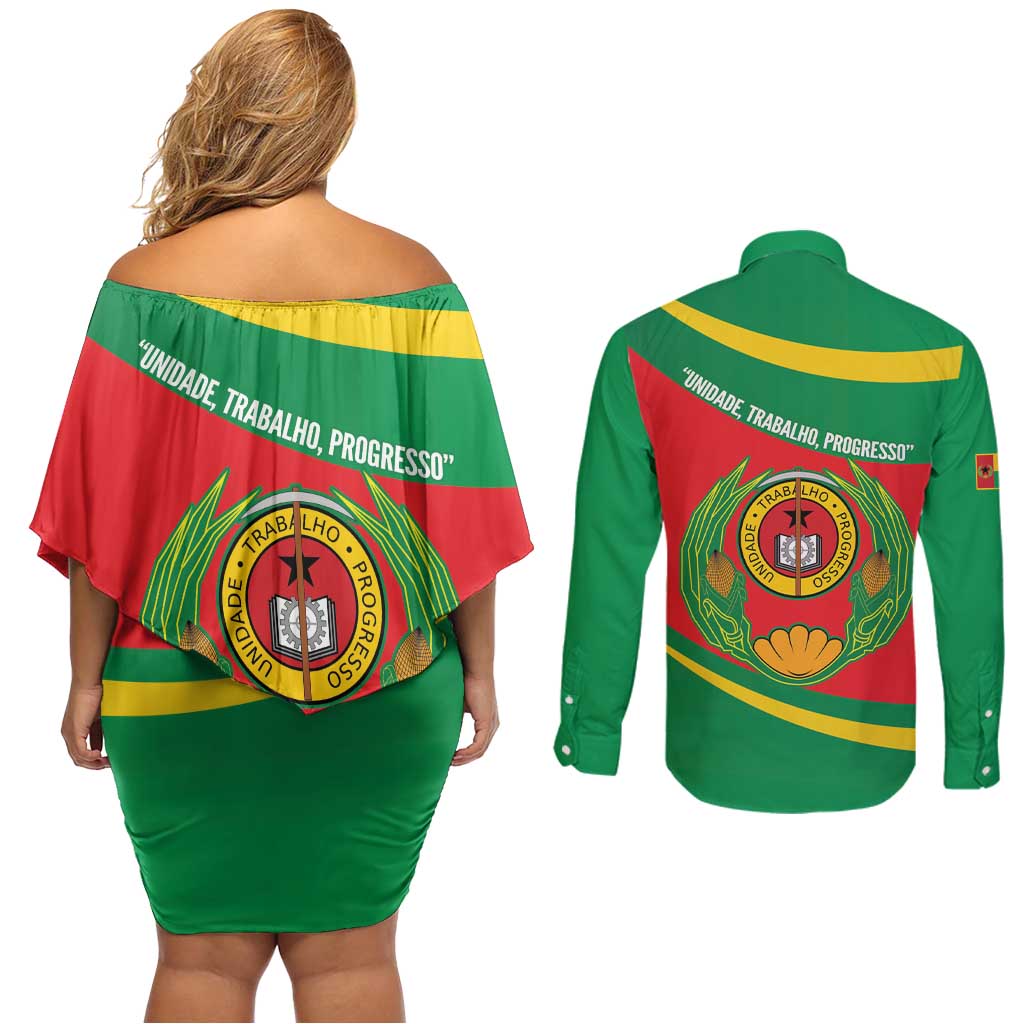 Cape Verde 1975-1992 Couples Matching Off Shoulder Short Dress and Long Sleeve Button Shirt Unidade Trabalho Progresso