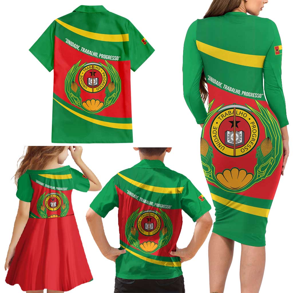 Cape Verde 1975-1992 Family Matching Long Sleeve Bodycon Dress and Hawaiian Shirt Unidade Trabalho Progresso