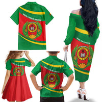 Cape Verde 1975-1992 Family Matching Off The Shoulder Long Sleeve Dress and Hawaiian Shirt Unidade Trabalho Progresso