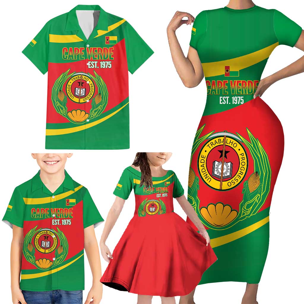 Cape Verde 1975-1992 Family Matching Short Sleeve Bodycon Dress and Hawaiian Shirt Unidade Trabalho Progresso