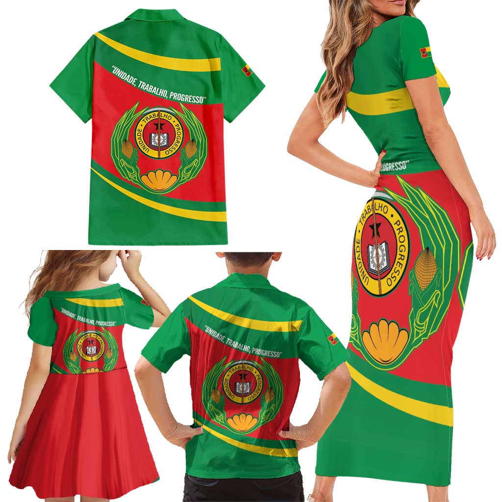 Cape Verde 1975-1992 Family Matching Short Sleeve Bodycon Dress and Hawaiian Shirt Unidade Trabalho Progresso