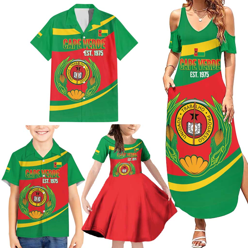 Cape Verde 1975-1992 Family Matching Summer Maxi Dress and Hawaiian Shirt Unidade Trabalho Progresso