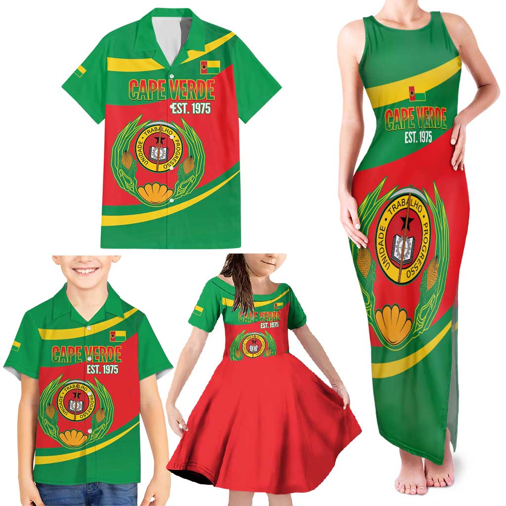 Cape Verde 1975-1992 Family Matching Tank Maxi Dress and Hawaiian Shirt Unidade Trabalho Progresso