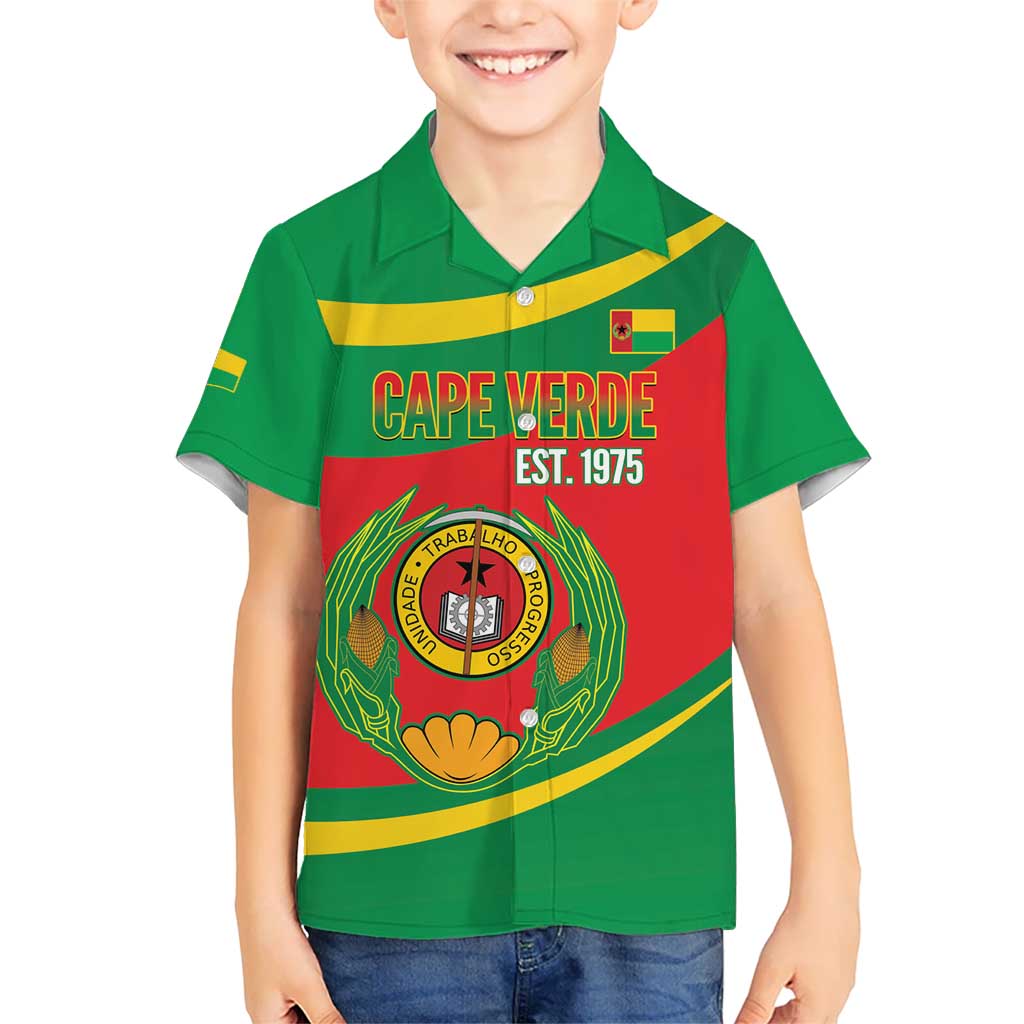 Cape Verde 1975-1992 Kid Hawaiian Shirt Unidade Trabalho Progresso