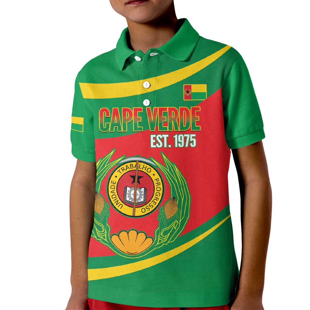 Cape Verde 1975-1992 Kid Polo Shirt Unidade Trabalho Progresso