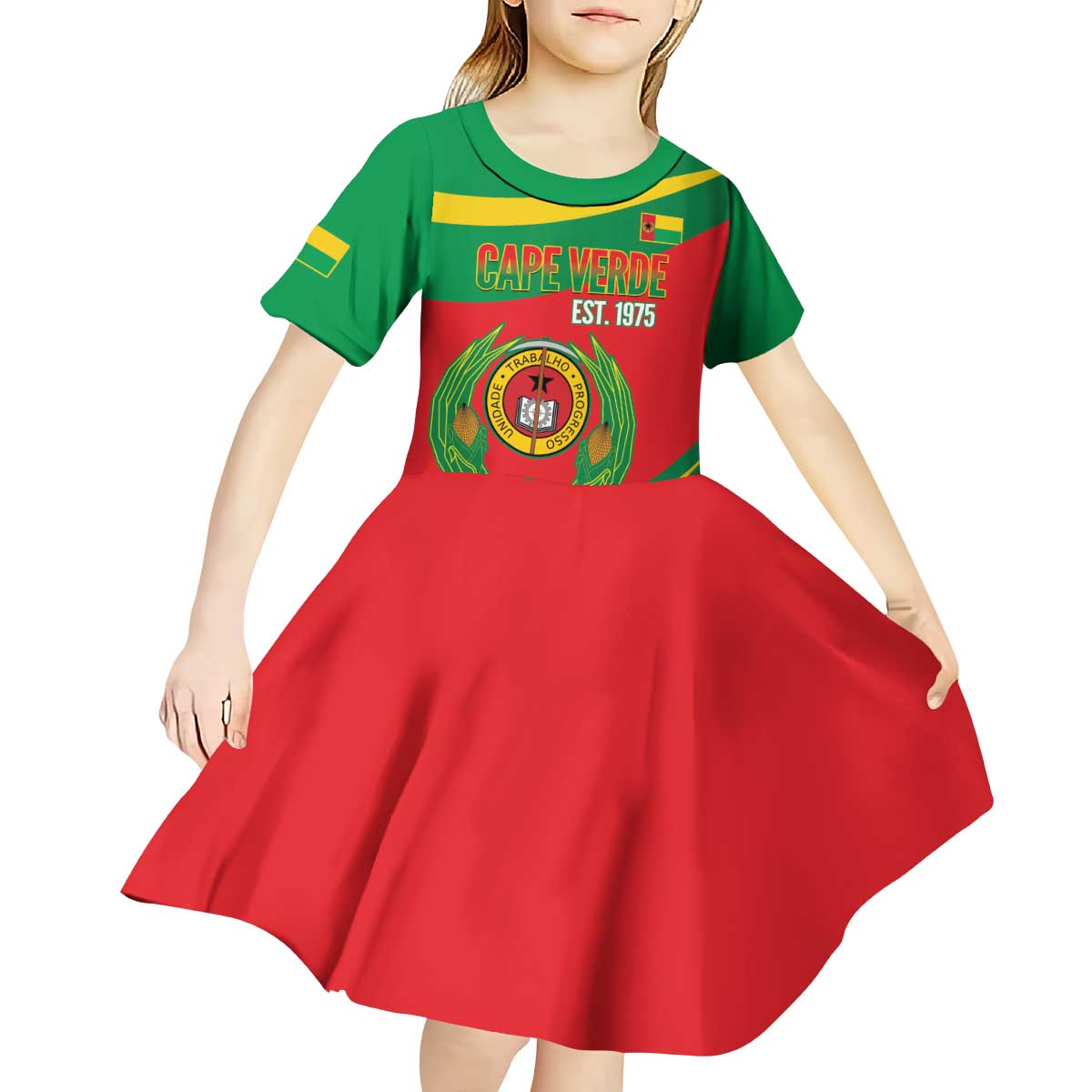 Cape Verde 1975-1992 Kid Short Sleeve Dress Unidade Trabalho Progresso