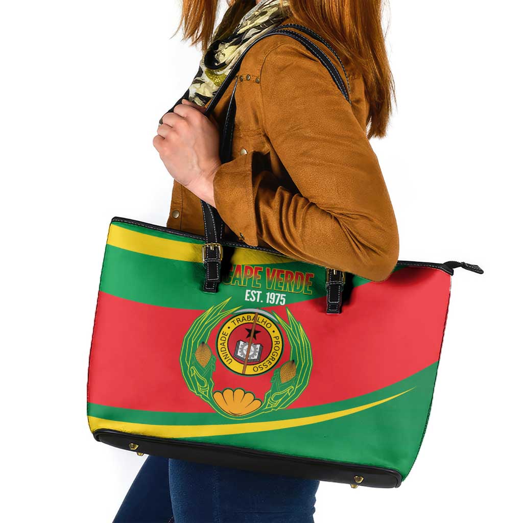 Cape Verde 1975-1992 Leather Tote Bag Unidade Trabalho Progresso