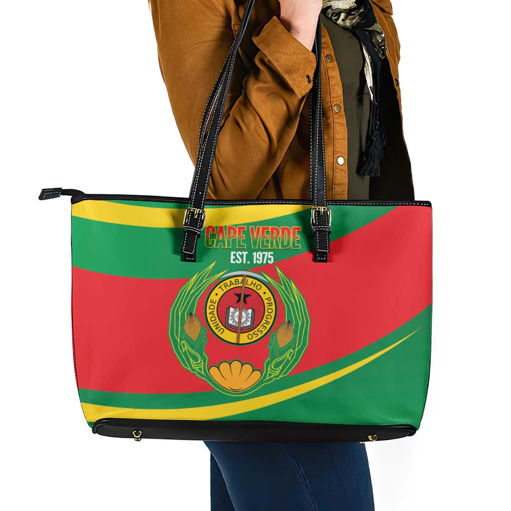 Cape Verde 1975-1992 Leather Tote Bag Unidade Trabalho Progresso