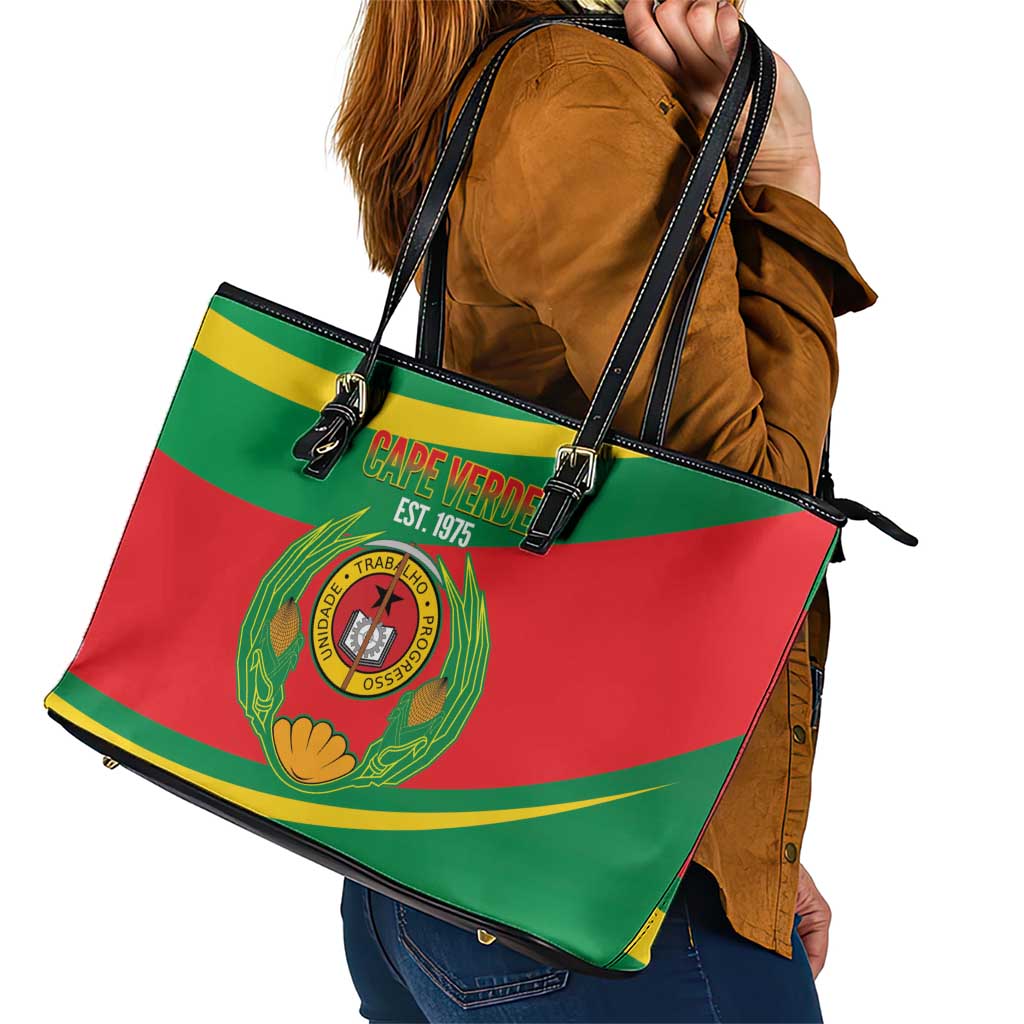 Cape Verde 1975-1992 Leather Tote Bag Unidade Trabalho Progresso