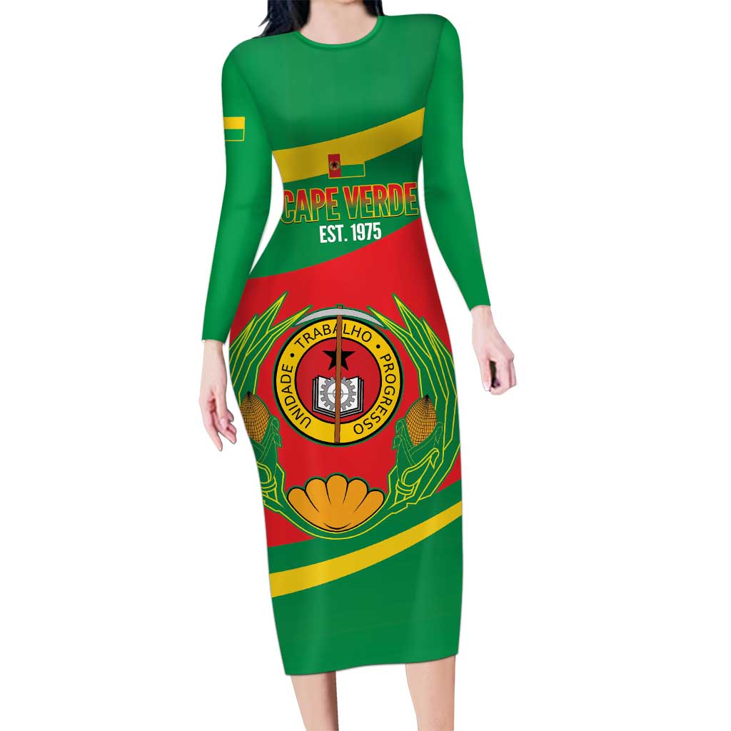 Cape Verde 1975-1992 Long Sleeve Bodycon Dress Unidade Trabalho Progresso