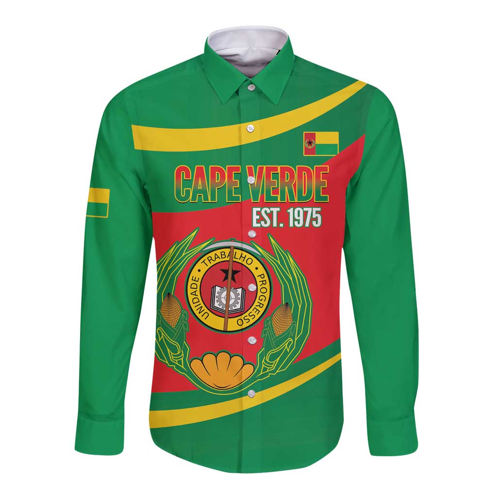 Cape Verde 1975-1992 Long Sleeve Button Shirt Unidade Trabalho Progresso
