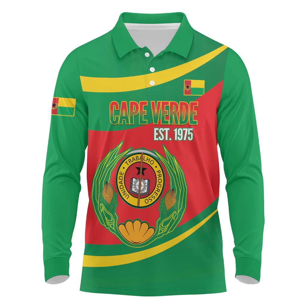 Cape Verde 1975-1992 Long Sleeve Polo Shirt Unidade Trabalho Progresso