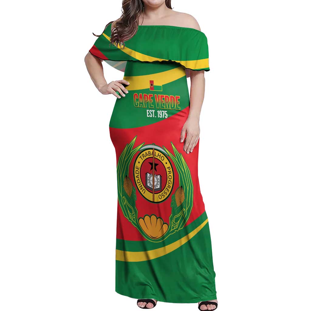 Cape Verde 1975-1992 Off Shoulder Maxi Dress Unidade Trabalho Progresso