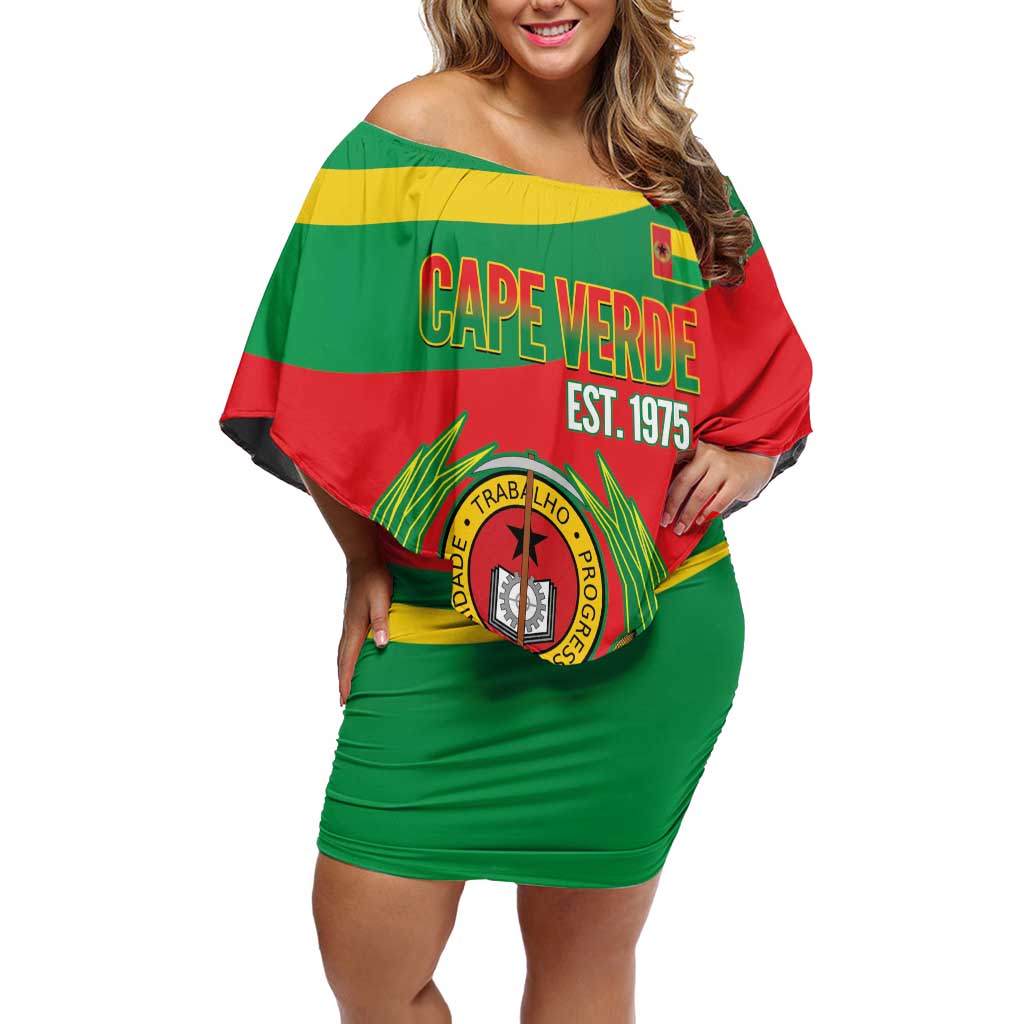Cape Verde 1975-1992 Off Shoulder Short Dress Unidade Trabalho Progresso