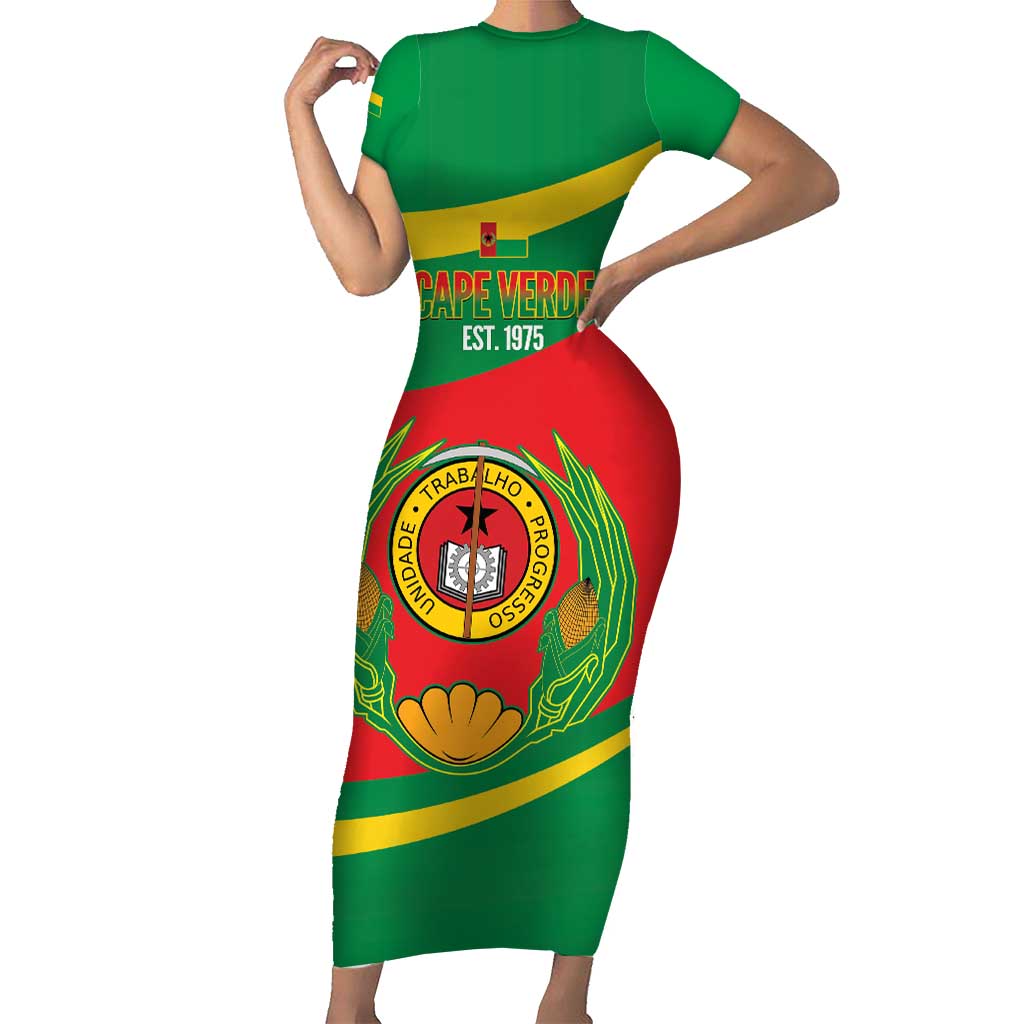 Cape Verde 1975-1992 Short Sleeve Bodycon Dress Unidade Trabalho Progresso