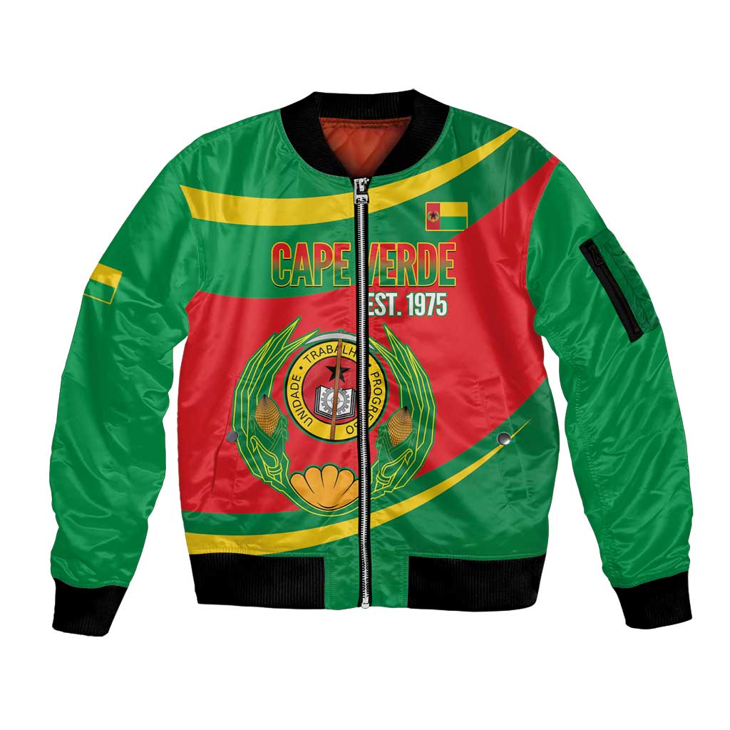 Cape Verde 1975-1992 Sleeve Zip Bomber Jacket Unidade Trabalho Progresso