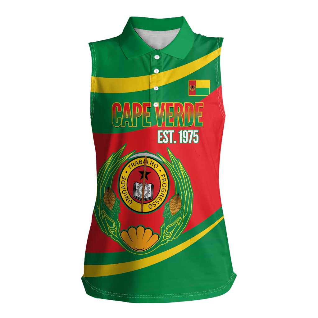 Cape Verde 1975-1992 Women Sleeveless Polo Shirt Unidade Trabalho Progresso