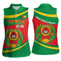 Cape Verde 1975-1992 Women Sleeveless Polo Shirt Unidade Trabalho Progresso