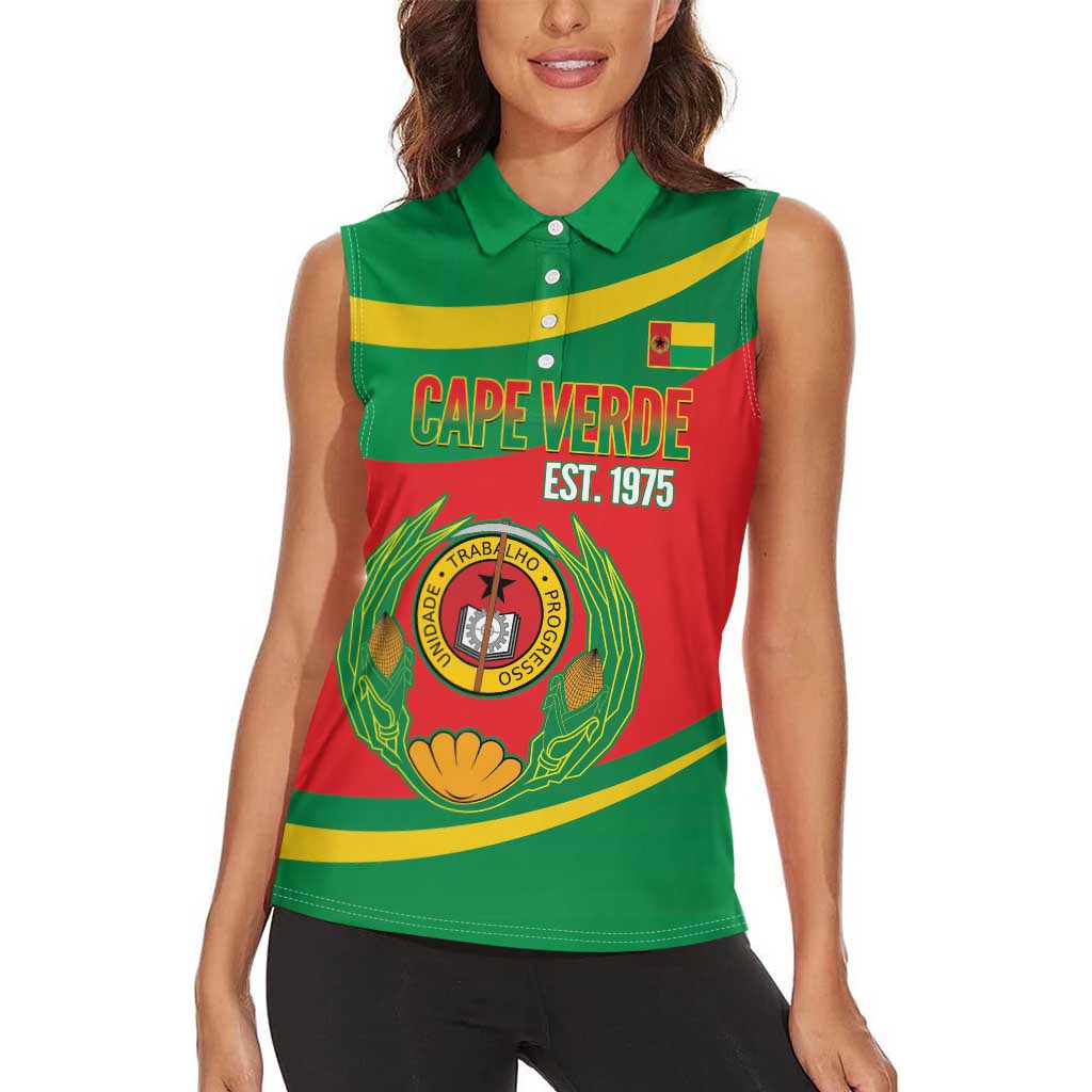 Cape Verde 1975-1992 Women Sleeveless Polo Shirt Unidade Trabalho Progresso