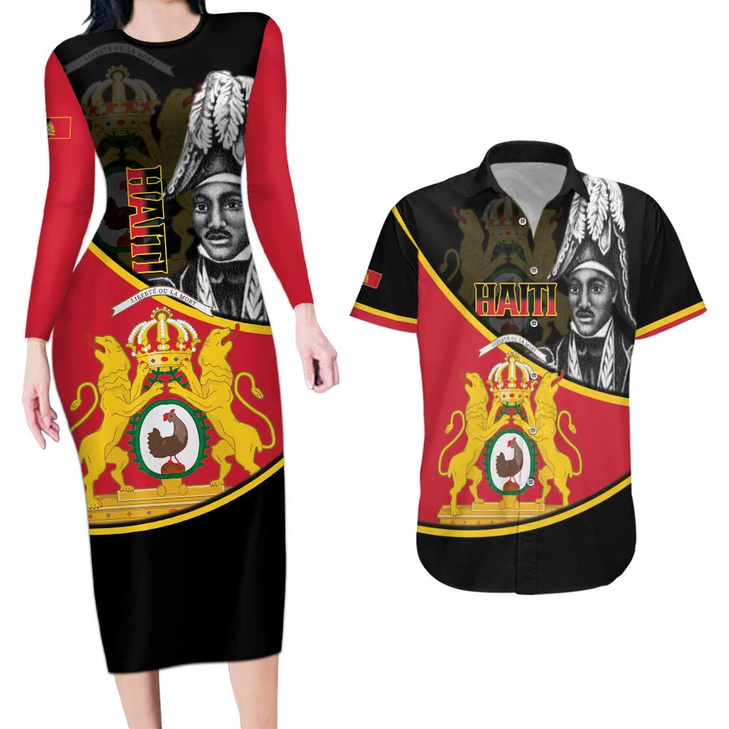 First Empire Of Haiti 1804-1806 Couples Matching Long Sleeve Bodycon Dress and Hawaiian Shirt Jean-Jacques Dessalines Liberte ou la Mort!