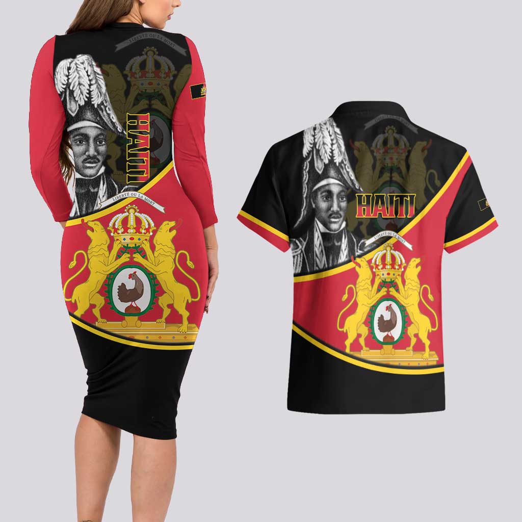 First Empire Of Haiti 1804-1806 Couples Matching Long Sleeve Bodycon Dress and Hawaiian Shirt Jean-Jacques Dessalines Liberte ou la Mort!