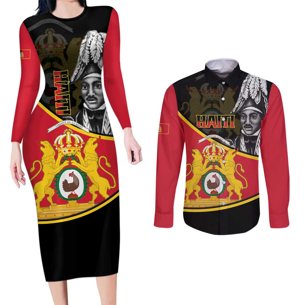 First Empire Of Haiti 1804-1806 Couples Matching Long Sleeve Bodycon Dress and Long Sleeve Button Shirt Jean-Jacques Dessalines Liberte ou la Mort!