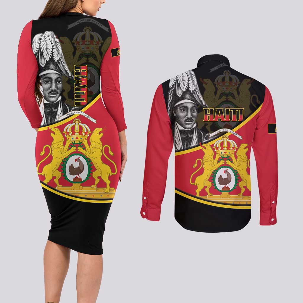 First Empire Of Haiti 1804-1806 Couples Matching Long Sleeve Bodycon Dress and Long Sleeve Button Shirt Jean-Jacques Dessalines Liberte ou la Mort!