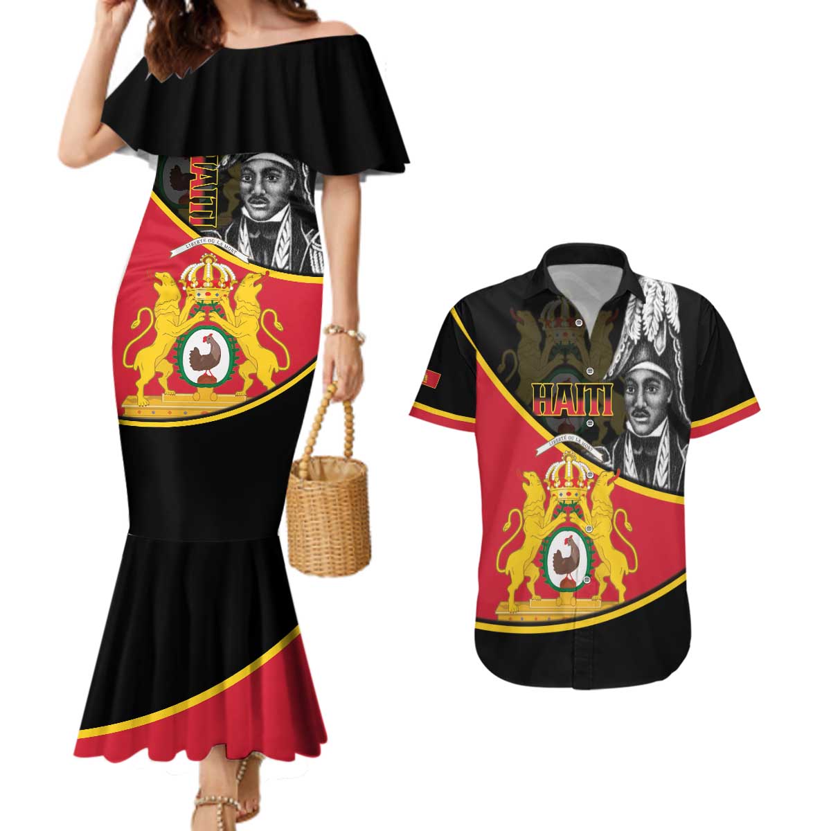 First Empire Of Haiti 1804-1806 Couples Matching Mermaid Dress and Hawaiian Shirt Jean-Jacques Dessalines Liberte ou la Mort!