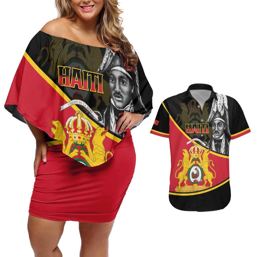 First Empire Of Haiti 1804-1806 Couples Matching Off Shoulder Short Dress and Hawaiian Shirt Jean-Jacques Dessalines Liberte ou la Mort!