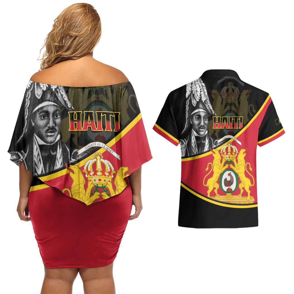 First Empire Of Haiti 1804-1806 Couples Matching Off Shoulder Short Dress and Hawaiian Shirt Jean-Jacques Dessalines Liberte ou la Mort!