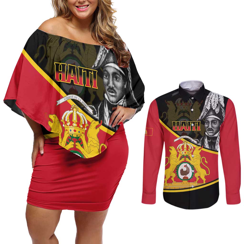 First Empire Of Haiti 1804-1806 Couples Matching Off Shoulder Short Dress and Long Sleeve Button Shirt Jean-Jacques Dessalines Liberte ou la Mort!