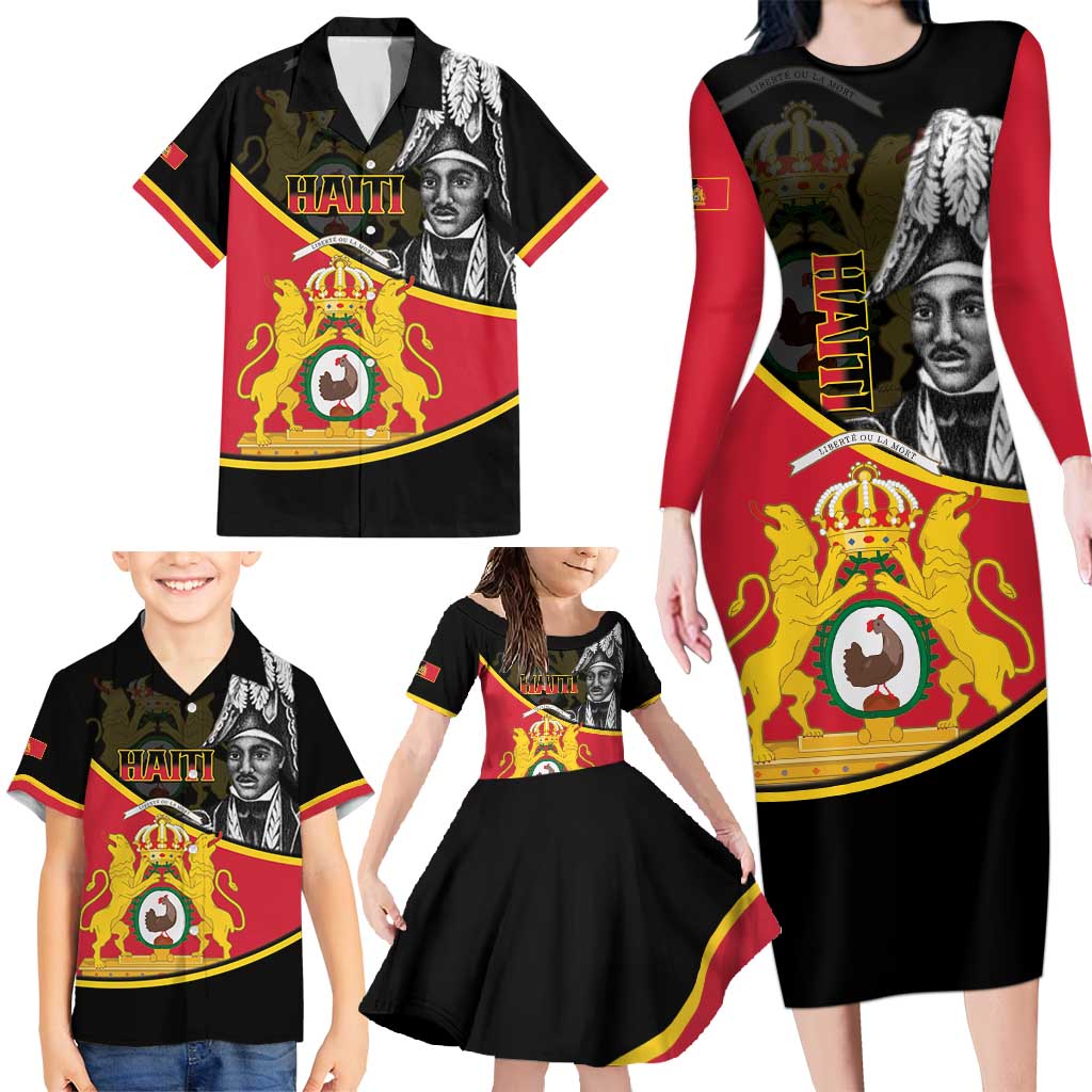 First Empire Of Haiti 1804-1806 Family Matching Long Sleeve Bodycon Dress and Hawaiian Shirt Jean-Jacques Dessalines Liberte ou la Mort!