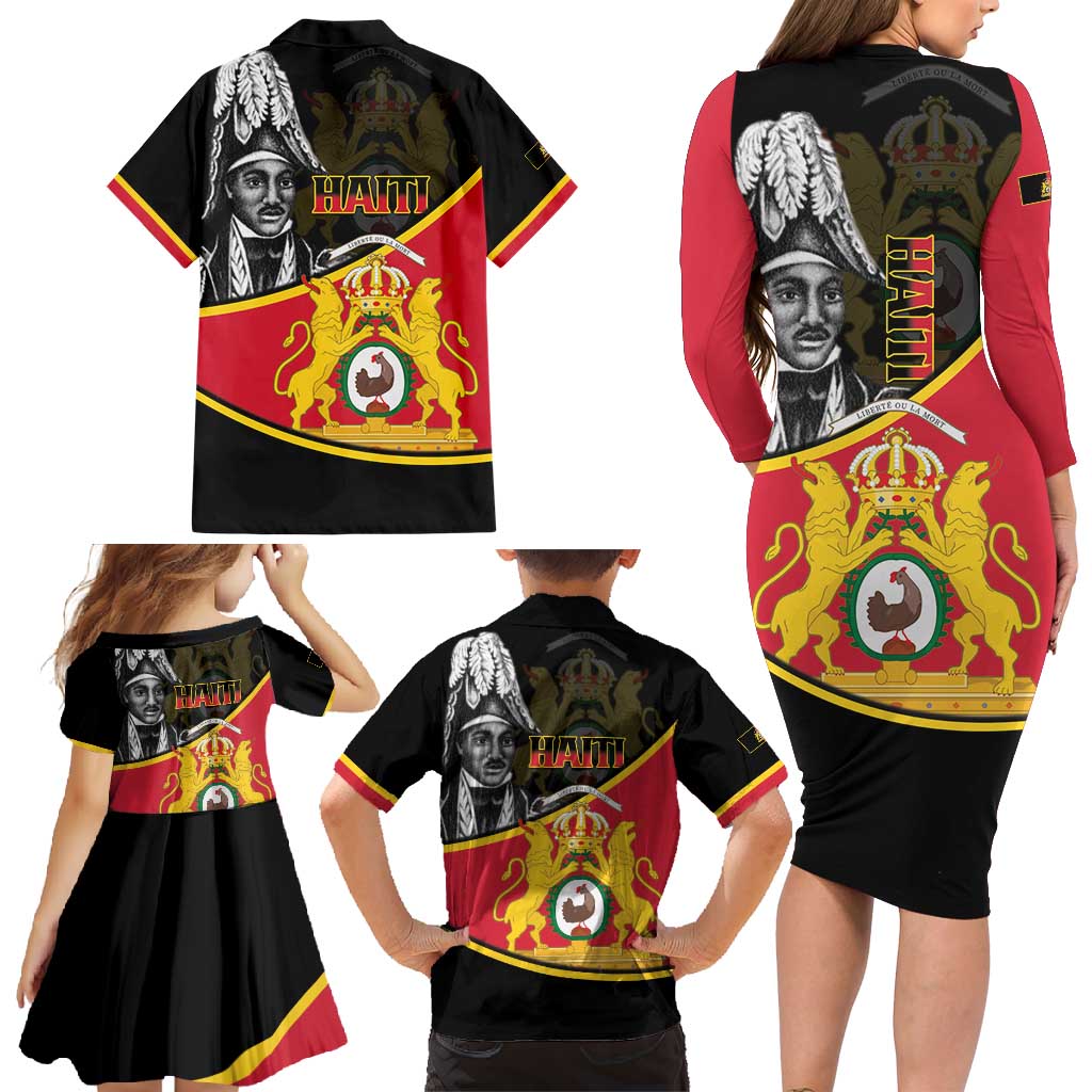 First Empire Of Haiti 1804-1806 Family Matching Long Sleeve Bodycon Dress and Hawaiian Shirt Jean-Jacques Dessalines Liberte ou la Mort!