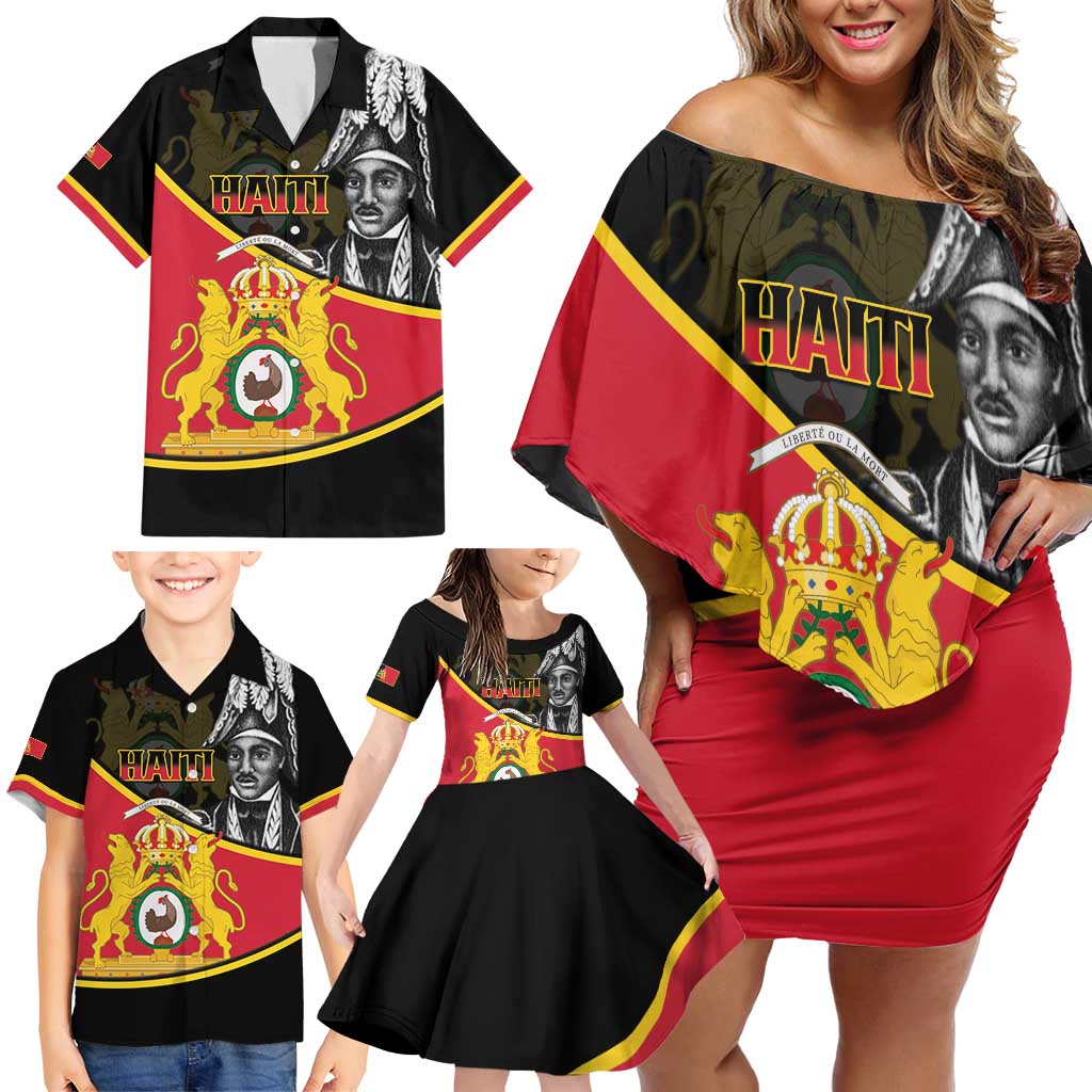 First Empire Of Haiti 1804-1806 Family Matching Off Shoulder Short Dress and Hawaiian Shirt Jean-Jacques Dessalines Liberte ou la Mort!