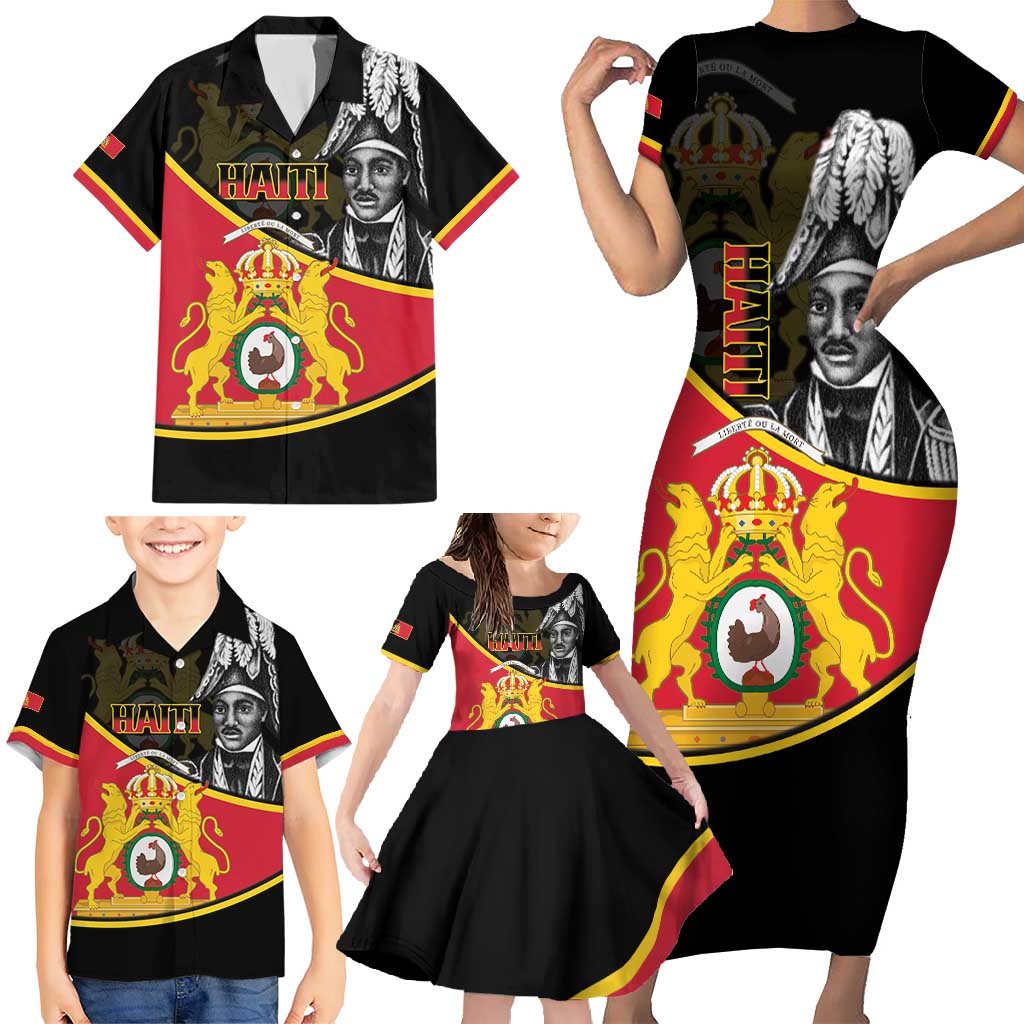 First Empire Of Haiti 1804-1806 Family Matching Short Sleeve Bodycon Dress and Hawaiian Shirt Jean-Jacques Dessalines Liberte ou la Mort!