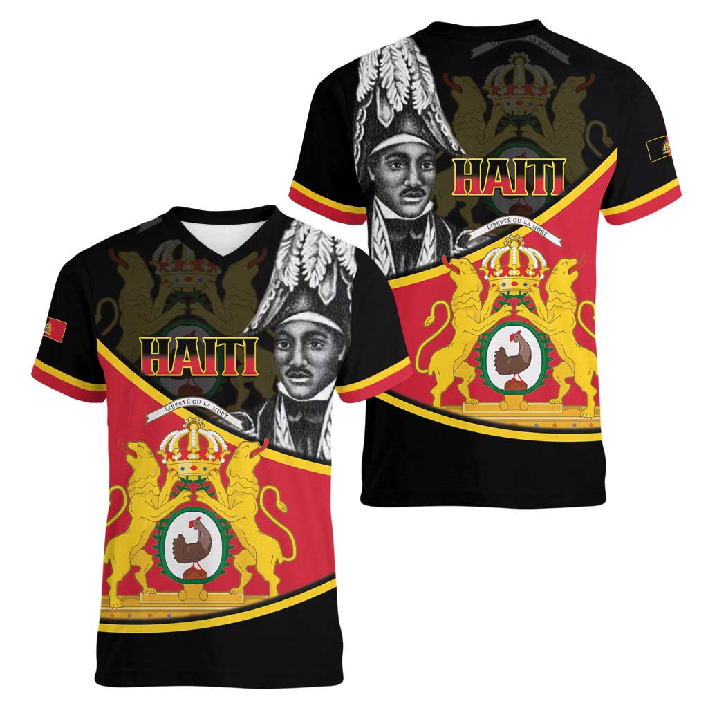 First Empire Of Haiti 1804-1806 Women V-Neck T-Shirt Jean-Jacques Dessalines Liberte ou la Mort!