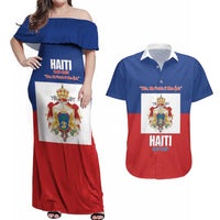 Personalised Second Empire of Haiti 1849-1859 Couples Matching Off Shoulder Maxi Dress and Hawaiian Shirt Anpi an Ayiti Flag Style