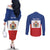 Personalised Second Empire of Haiti 1849-1859 Couples Matching Off The Shoulder Long Sleeve Dress and Long Sleeve Button Shirt Anpi an Ayiti Flag Style