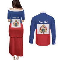 Personalised Second Empire of Haiti 1849-1859 Couples Matching Puletasi and Long Sleeve Button Shirt Anpi an Ayiti Flag Style