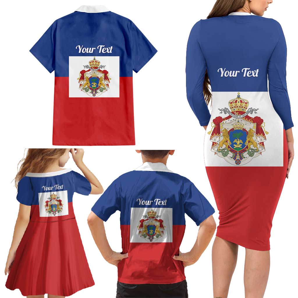 Personalised Second Empire of Haiti 1849-1859 Family Matching Long Sleeve Bodycon Dress and Hawaiian Shirt Anpi an Ayiti Flag Style