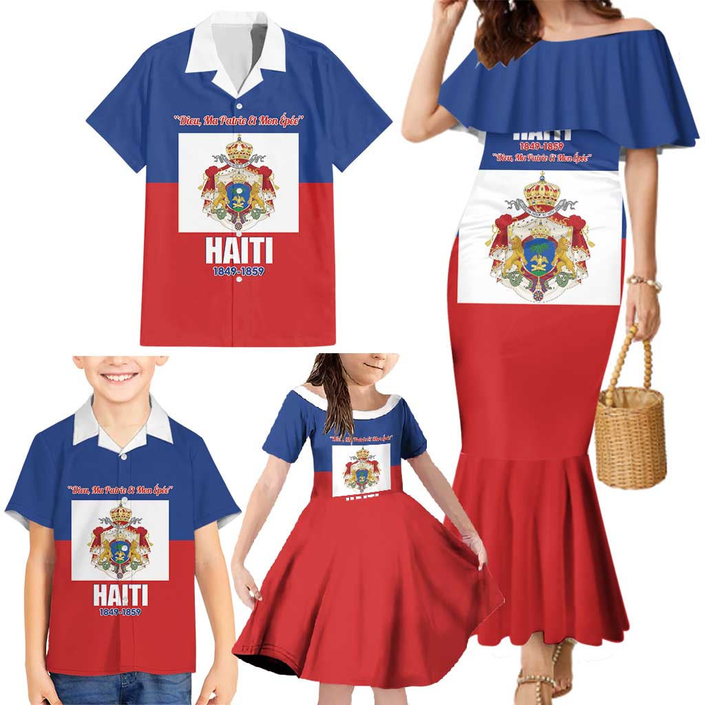 Personalised Second Empire of Haiti 1849-1859 Family Matching Mermaid Dress and Hawaiian Shirt Anpi an Ayiti Flag Style