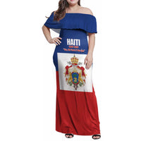 Personalised Second Empire of Haiti 1849-1859 Family Matching Off Shoulder Maxi Dress and Hawaiian Shirt Anpi an Ayiti Flag Style