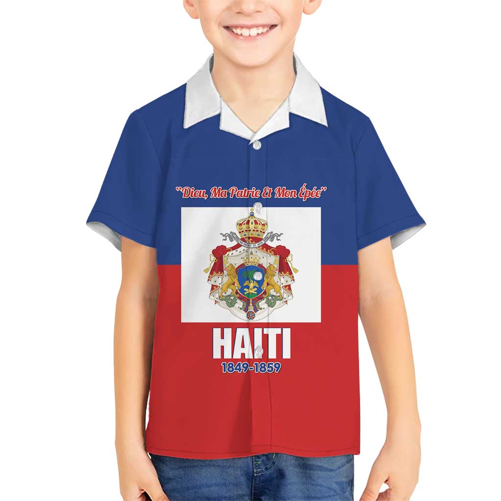 Personalised Second Empire of Haiti 1849-1859 Family Matching Off Shoulder Maxi Dress and Hawaiian Shirt Anpi an Ayiti Flag Style