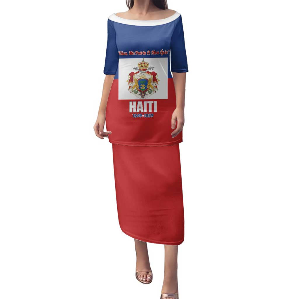 Personalised Second Empire of Haiti 1849-1859 Family Matching Puletasi and Hawaiian Shirt Anpi an Ayiti Flag Style