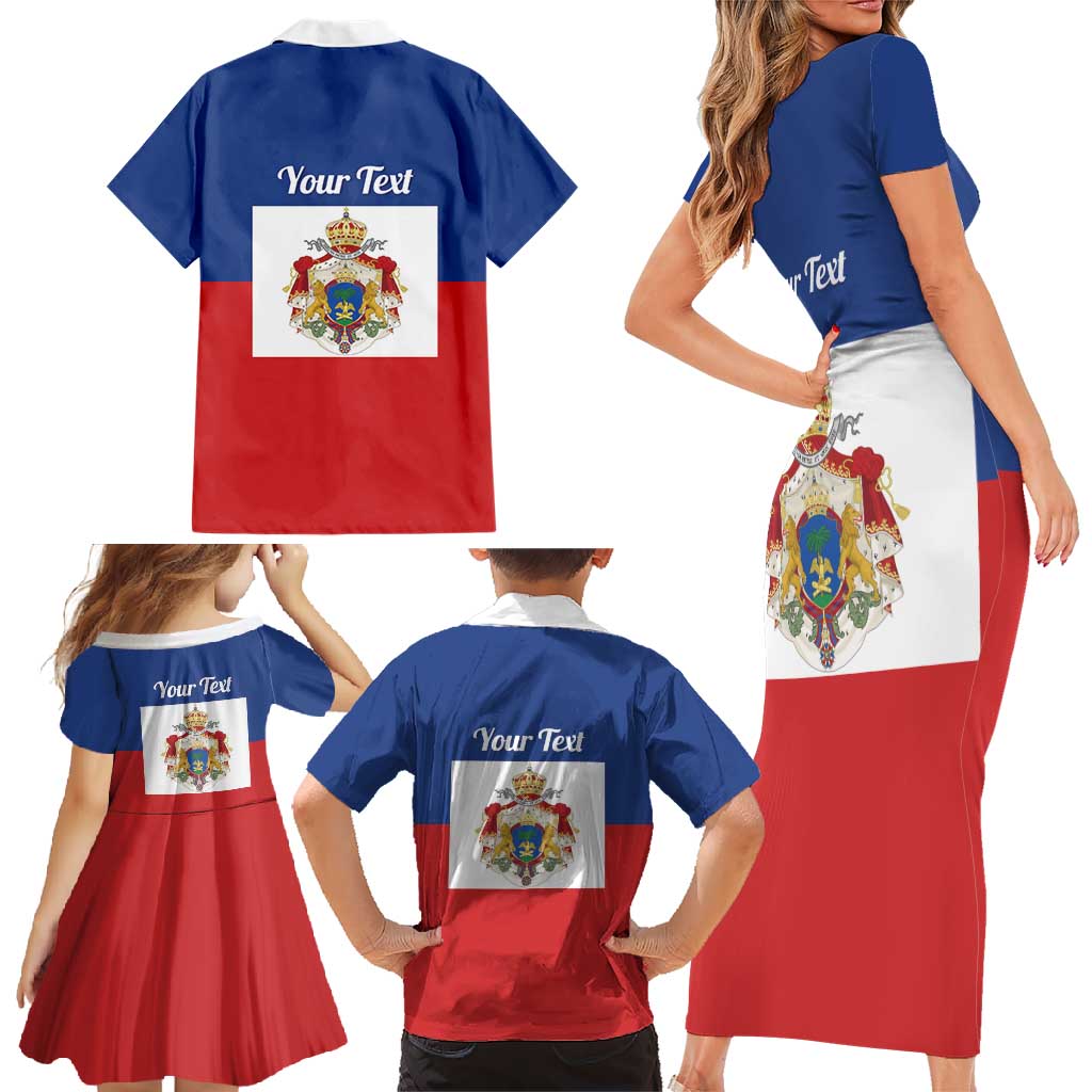 Personalised Second Empire of Haiti 1849-1859 Family Matching Short Sleeve Bodycon Dress and Hawaiian Shirt Anpi an Ayiti Flag Style