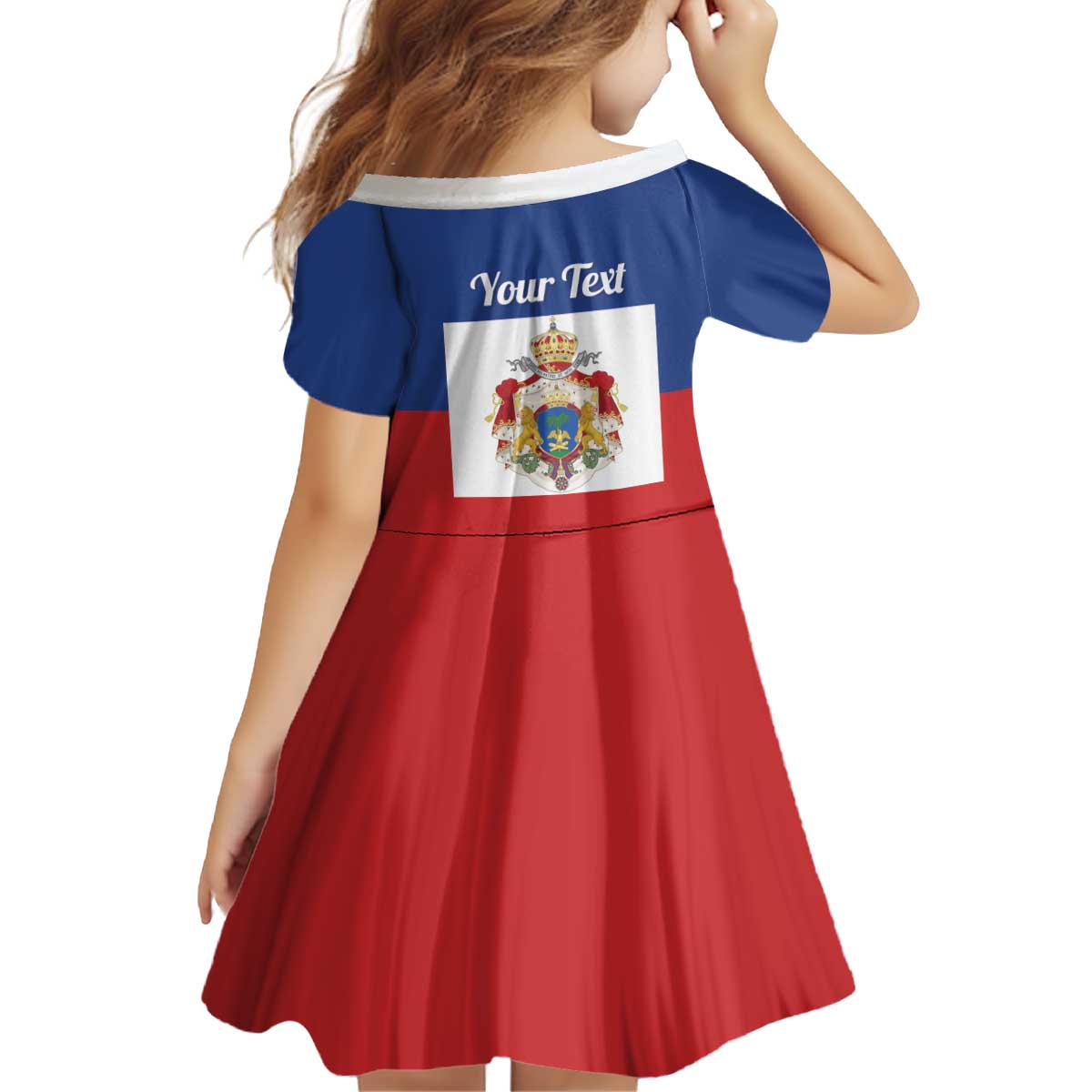 Personalised Second Empire of Haiti 1849-1859 Kid Short Sleeve Dress Anpi an Ayiti Flag Style