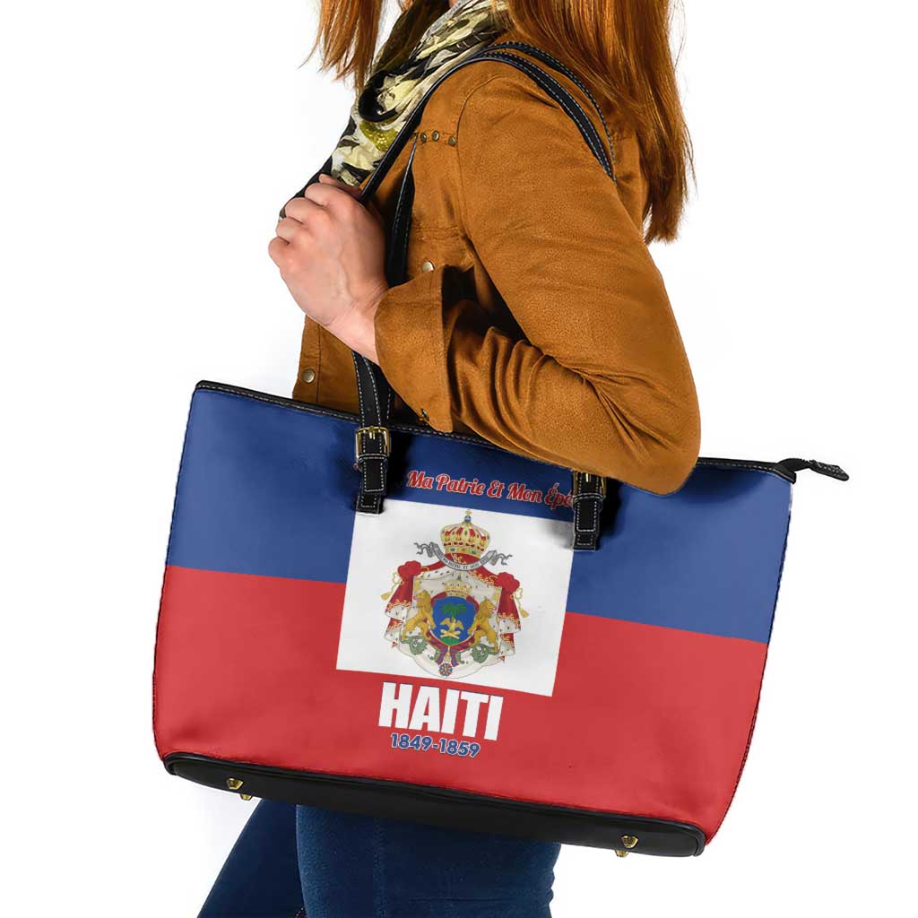 Second Empire of Haiti 1849-1859 Leather Tote Bag Anpi an Ayiti Flag Style