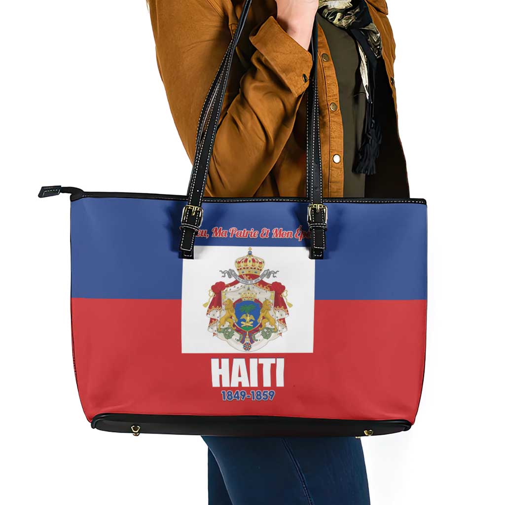 Second Empire of Haiti 1849-1859 Leather Tote Bag Anpi an Ayiti Flag Style